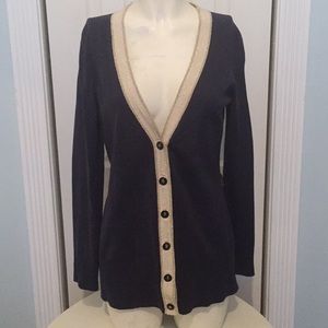 Ann Taylor cardigan in blue with shimmery trim